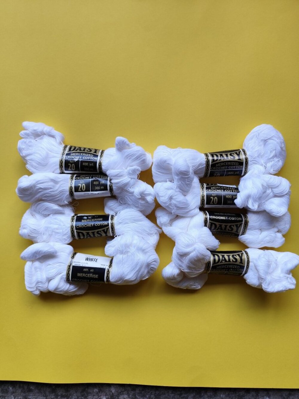 Vintage Daisy Crochet Cotton Sz 20 White 8 Skeins